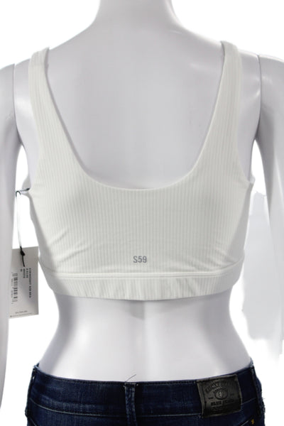 Splits59 Womens Air Weight Ribbed Athletic Sports Bra White Size M