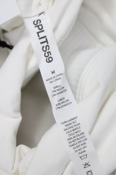 Splits59 Womens Air Weight Ribbed Athletic Sports Bra White Size M