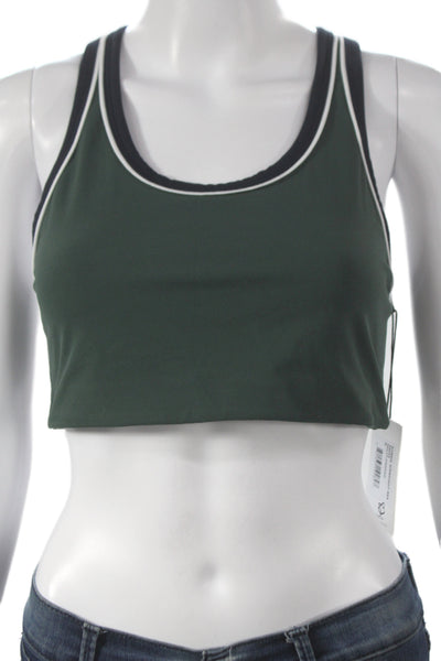 Splits 59 Womens Striped Trimmed Robbie Air Weight Sports Bra Green Size M