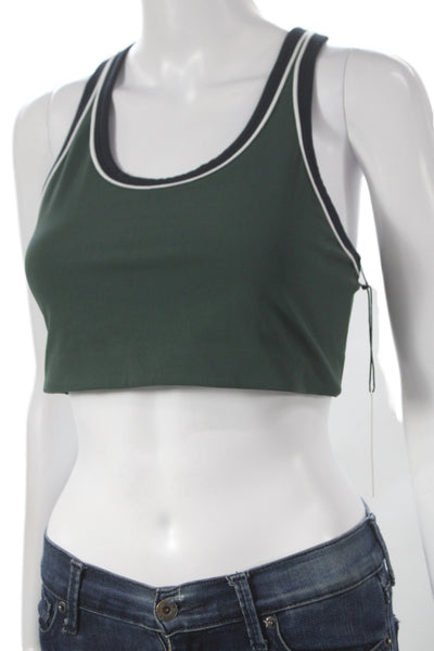 Splits 59 Womens Striped Trimmed Robbie Air Weight Sports Bra Green Size M