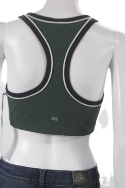 Splits 59 Womens Striped Trimmed Robbie Air Weight Sports Bra Green Size M