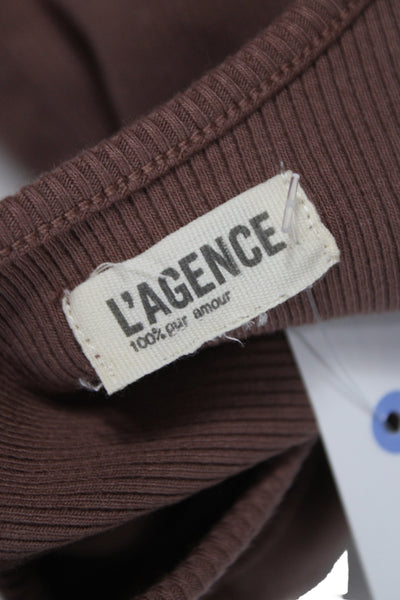 L'Agence Womens One Piece Bodysuit Brown Sleeveless Round Neck Size S