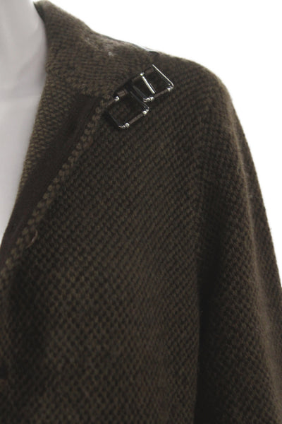 Ralph Lauren Women Military Jacket Brown 74% Cashmere Long Sleeve Button Size L