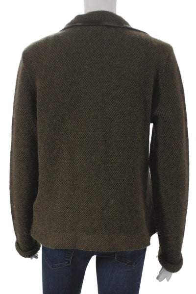 Ralph Lauren Women Military Jacket Brown 74% Cashmere Long Sleeve Button Size L