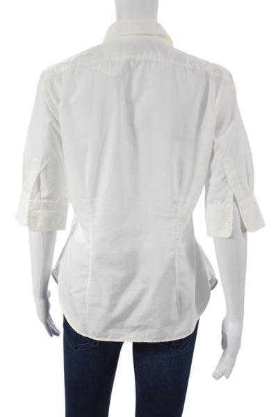 Ralph Lauren Women Basic Button-Up White Collared Short Sleeve Cotton Size 8