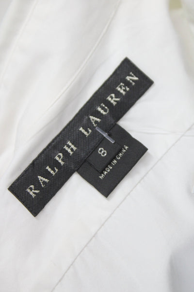 Ralph Lauren Women Basic Button-Up White Collared Short Sleeve Cotton Size 8