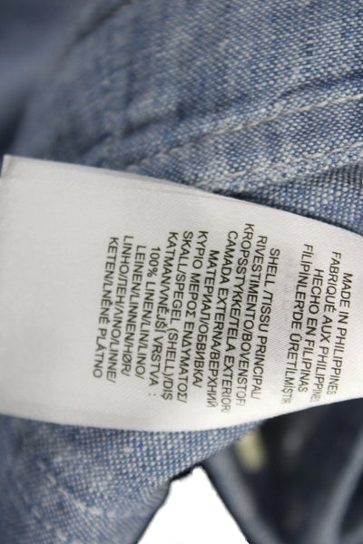 Lauren Ralph Lauren Womens Blue Linen Cropped Pants Button Closure Size 6