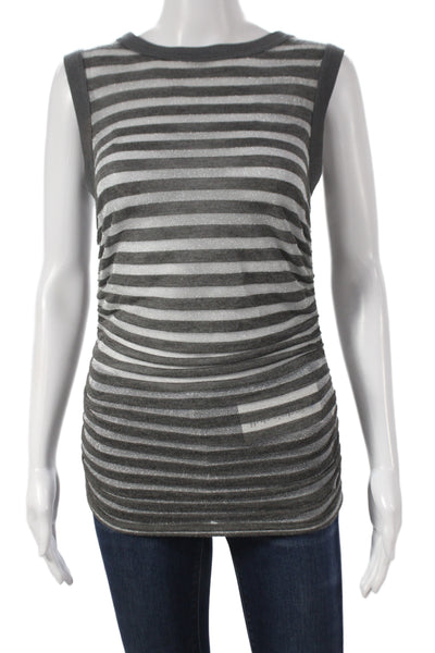Dolce & Gabbana Womens Jersey Striped Sleeveless Tank Gray Crew Neck Size 38