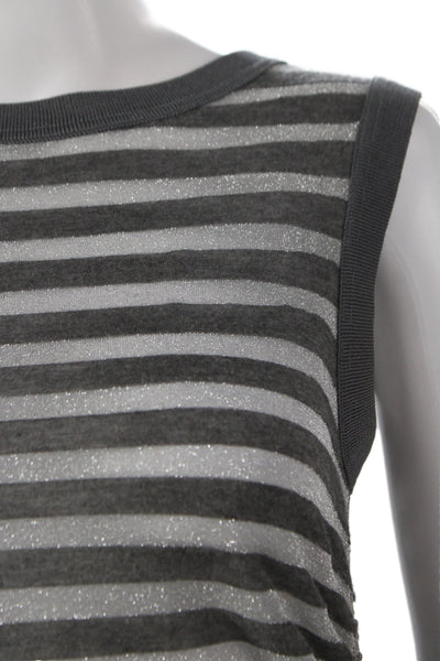 Dolce & Gabbana Womens Jersey Striped Sleeveless Tank Gray Crew Neck Size 38