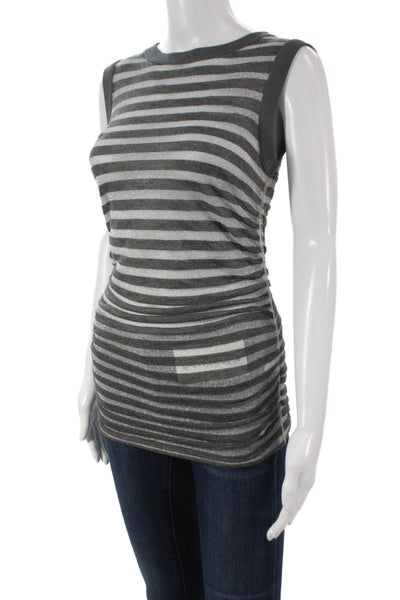 Dolce & Gabbana Womens Jersey Striped Sleeveless Tank Gray Crew Neck Size 38