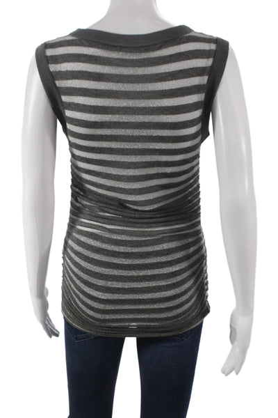 Dolce & Gabbana Womens Jersey Striped Sleeveless Tank Gray Crew Neck Size 38