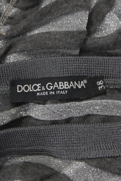 Dolce & Gabbana Womens Jersey Striped Sleeveless Tank Gray Crew Neck Size 38