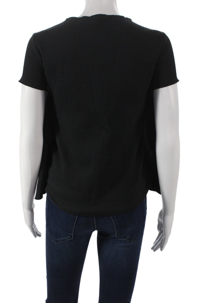 Hache Women Black Basic T-Shirt Scoop Neck Short Sleeve 98% Cotton Size 40