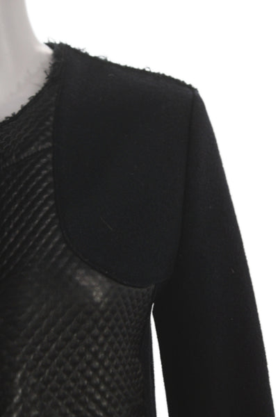 Hache Women Quilted Lamb Leather Jacket Black Button Size 40