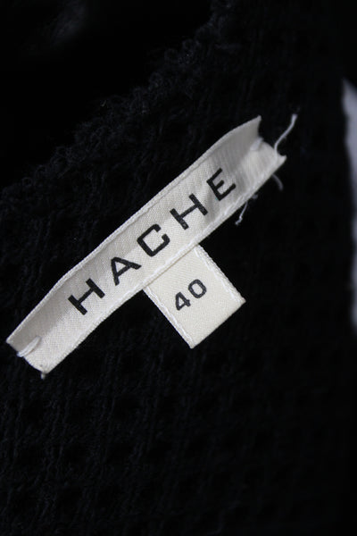Hache Women Quilted Lamb Leather Jacket Black Button Size 40