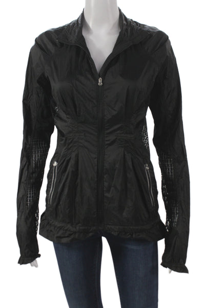 Lululemon Women Windbreaker Black Nylon Zip Long Sleeve Size 4