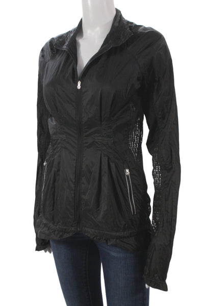 Lululemon Women Windbreaker Black Nylon Zip Long Sleeve Size 4