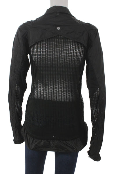 Lululemon Women Windbreaker Black Nylon Zip Long Sleeve Size 4