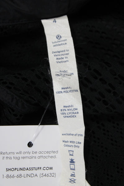 Lululemon Women Windbreaker Black Nylon Zip Long Sleeve Size 4