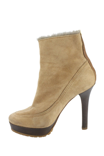 Jimmy Choo Womens Suede Platform Multi Belted Ankle Boots Beige Size 38 8