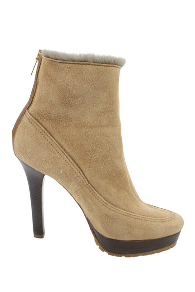 Jimmy Choo Womens Suede Platform Multi Belted Ankle Boots Beige Size 38 8