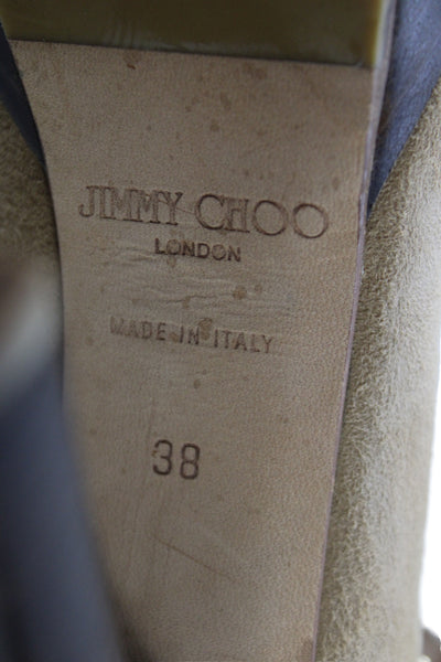 Jimmy Choo Womens Suede Platform Multi Belted Ankle Boots Beige Size 38 8
