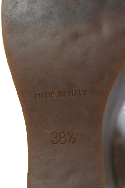 Lanvin Womens Leather High Platform Wedge Sandals Brown Size 38.5 8.5