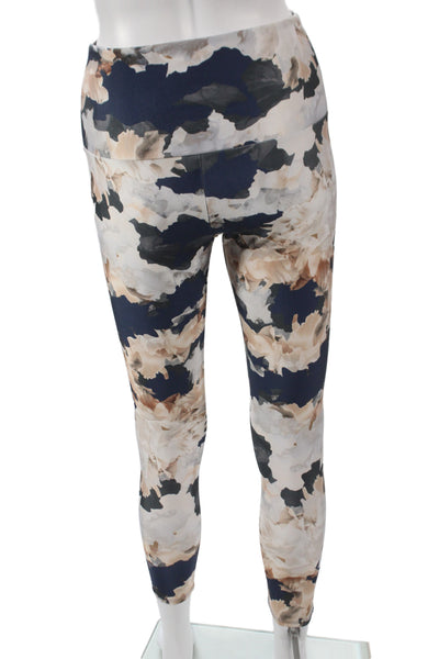 ONZIE Women Ankle Floral Leggings Blue Nylon Size XS