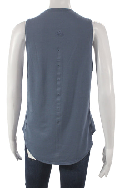 Adidas Womens Basic Athleisure Sleeveless Crew Neck Blue Tank Size S
