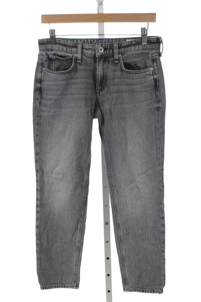 Rag & Bone Womens Gray Straight Jeans Cotton Blend Button Mid Rise Size 25
