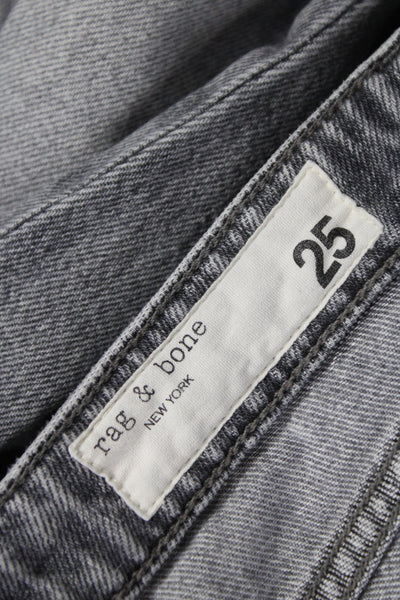 Rag & Bone Womens Gray Straight Jeans Cotton Blend Button Mid Rise Size 25