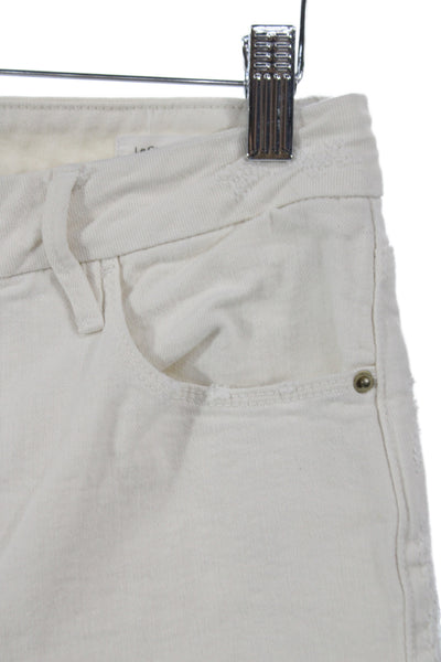 Frame Womens Cropped Ivory Cotton Jeans High Rise Button Size 0X