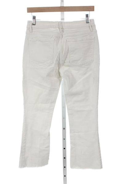 Frame Womens Cropped Ivory Cotton Jeans High Rise Button Size 0X