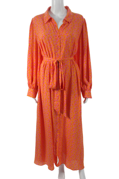 Alexis Women Maxi Floral Multicolor Long Sleeve Button Dress Size 2X
