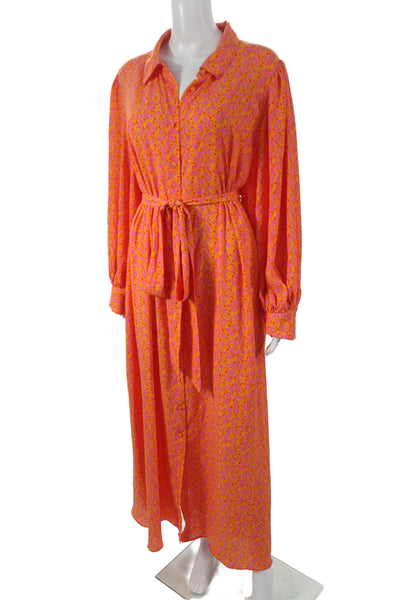 Alexis Women Maxi Floral Multicolor Long Sleeve Button Dress Size 2X
