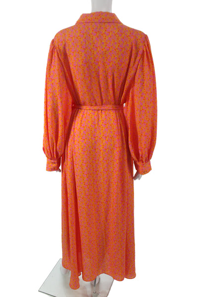 Alexis Women Maxi Floral Multicolor Long Sleeve Button Dress Size 2X