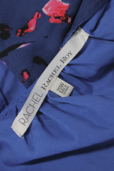 Rachel Rachel Roy Womens Plus Wrap Dress Blue Floral V-Neck 3/4 Sleeve Size 20