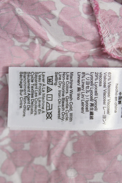 J Crew Womens Maxi Dress Pink Floral V-Neck Short Sleeve Zip Plus Size 24