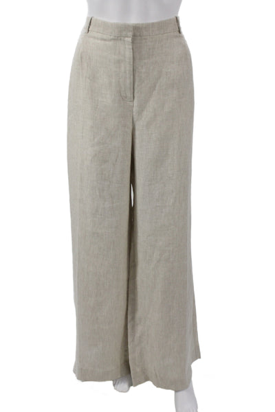 J Crew Women Beige Linen Dress Pants Hook & Eye Size 18