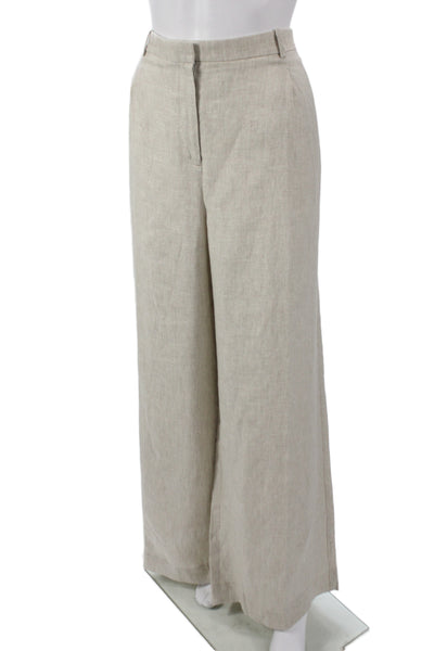 J Crew Women Beige Linen Dress Pants Hook & Eye Size 18