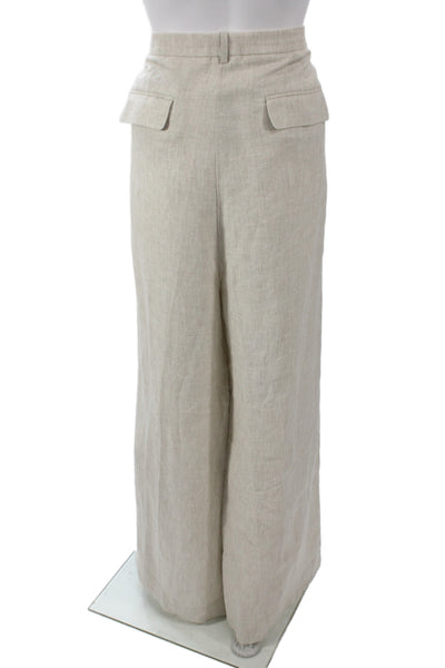 J Crew Women Beige Linen Dress Pants Hook & Eye Size 18