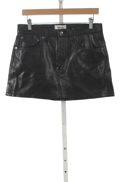 Agolde Womens Mini Black Recycled Leather Skirt 90s Size 28