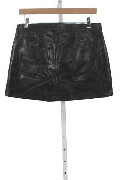 Agolde Womens Mini Black Recycled Leather Skirt 90s Size 28