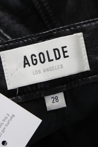 Agolde Womens Mini Black Recycled Leather Skirt 90s Size 28