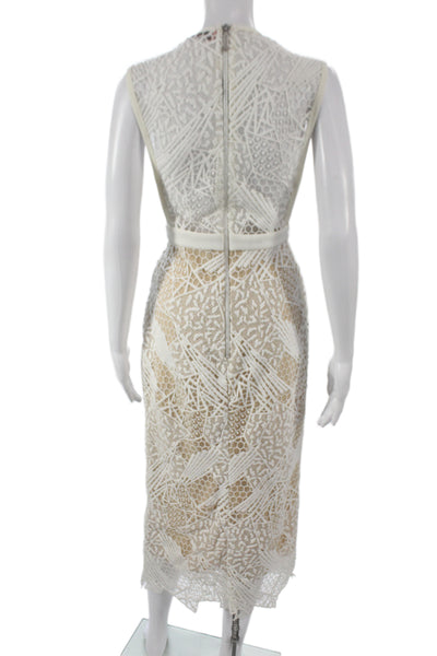 Manning Cartell Womens Beige Sleeveless Sheath Dress V-Neck Midi Size M
