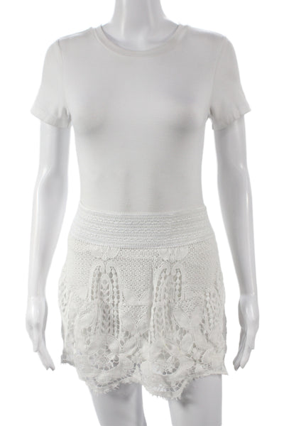 Generation Love Women White Cotton Boho Mini Skort Pull On Size S