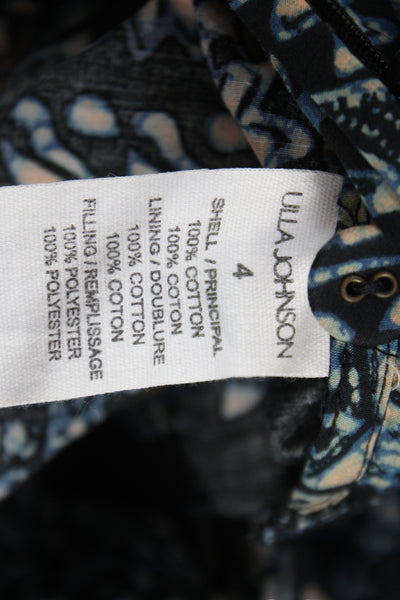 Ulla Johnson Womens Paperbag Shorts Black Cotton Batik Button Boho Size 4