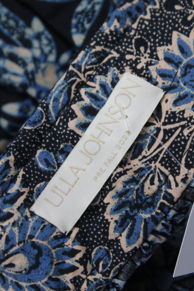 Ulla Johnson Womens Paperbag Shorts Black Cotton Batik Button Boho Size 4