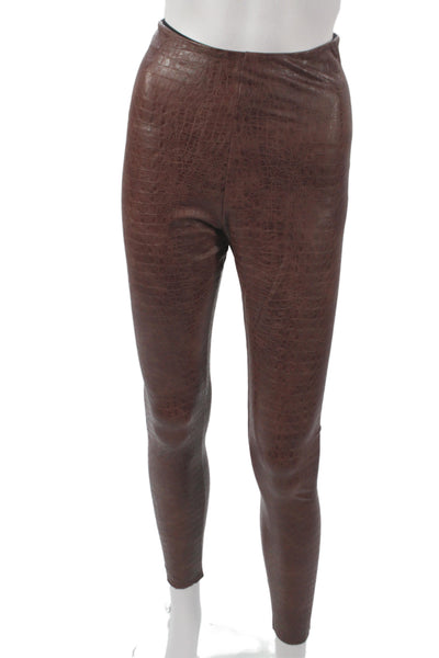 Commando Womens Brown Animal Print Ankle Leggings 65% Polyurethane Size M