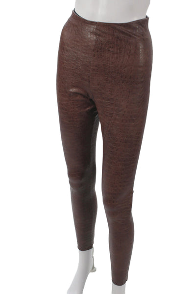 Commando Womens Brown Animal Print Ankle Leggings 65% Polyurethane Size M